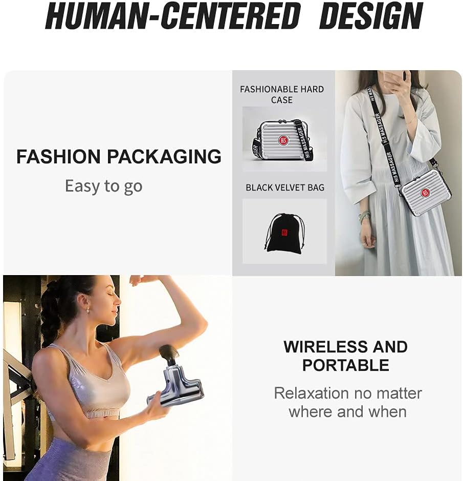 Massage Gun Deep Tissue Percussion Muscle Massager for Pain Relief | Handheld Electric Massager Sports Portable Super Quiet Brushless Motor Percussion with Travel Case