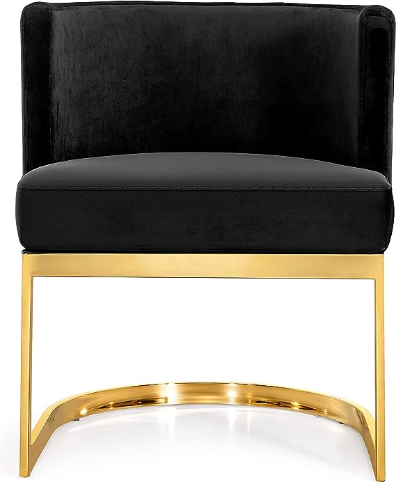 NTK Customer Chair Meridian BLACK with Polished Gold Metal Frame