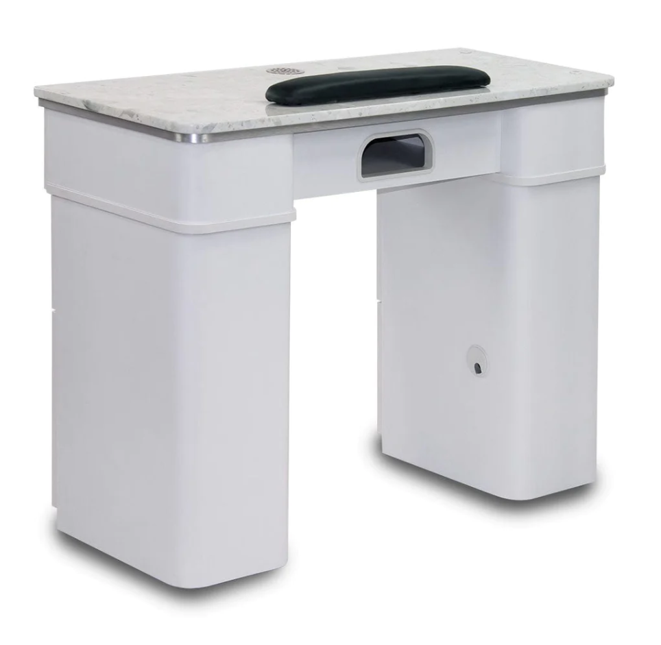 Cowboy Double Manicure Nail Table Marble Countertop Full White