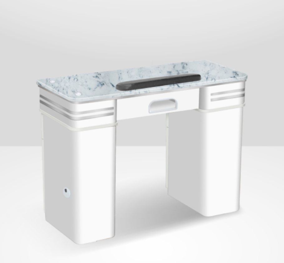 Manicure Nail Table Marble Countertop White and Grey