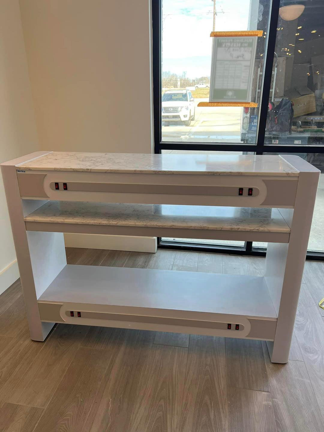 Cowboy Nail Dryer Station Marble Countertop White and Grey