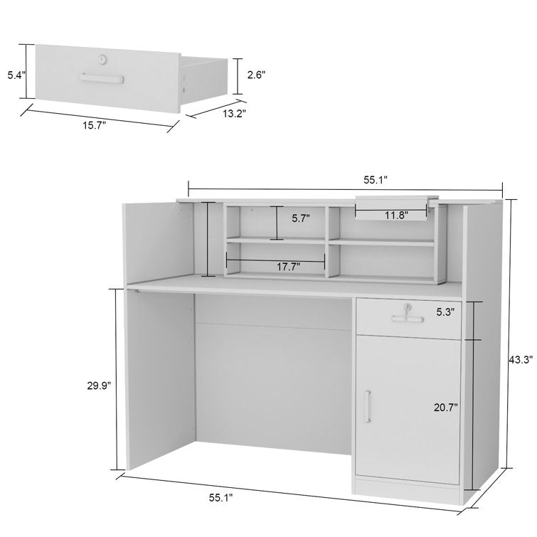Rectangular Wood Reception Desk