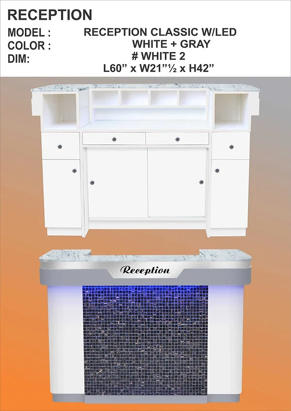 Nail Station Salon Reception Desk White and Grey CW_2