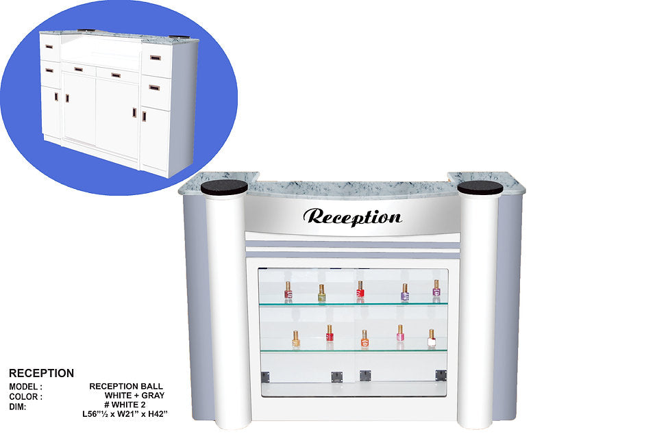 Nail Station Salon Reception Desk White and Grey CW_3