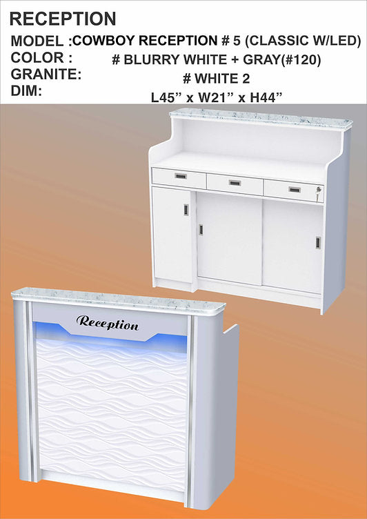 Nail Station Salon Reception Desk White and Grey CW_5