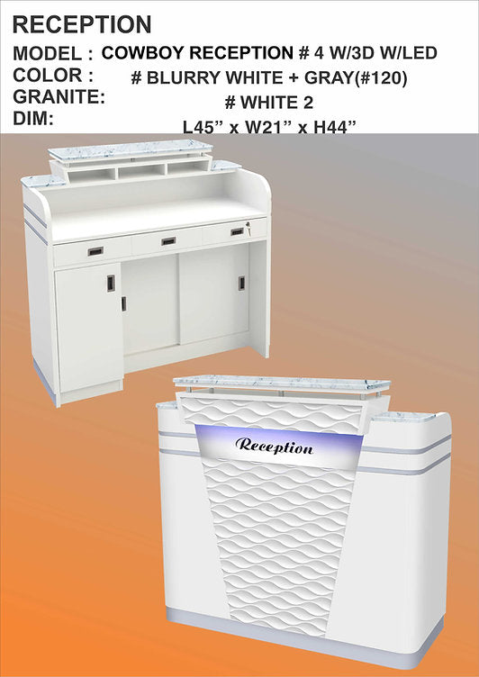 Nail Station Salon Reception Desk White and Grey CW_4