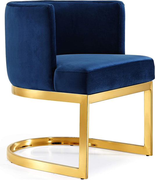 NTK Customer Chair Meridian Blue with Polished Gold Metal Frame