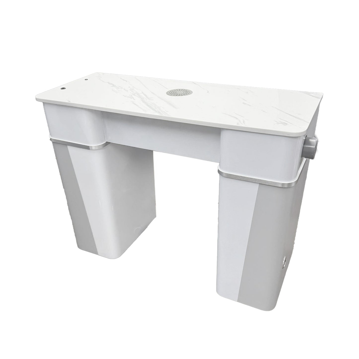 NTK SPA NS01 Nova Manicure Nail Table Marble Countertop White and Grey [VENT PIPE]