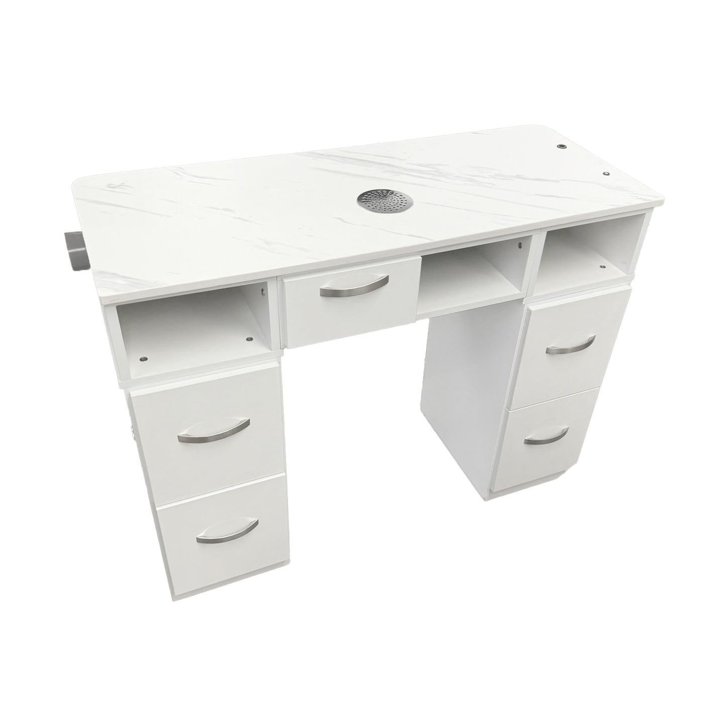 NTK SPA NS01 Nova Manicure Nail Table Marble Countertop White and Grey [VENT PIPE]