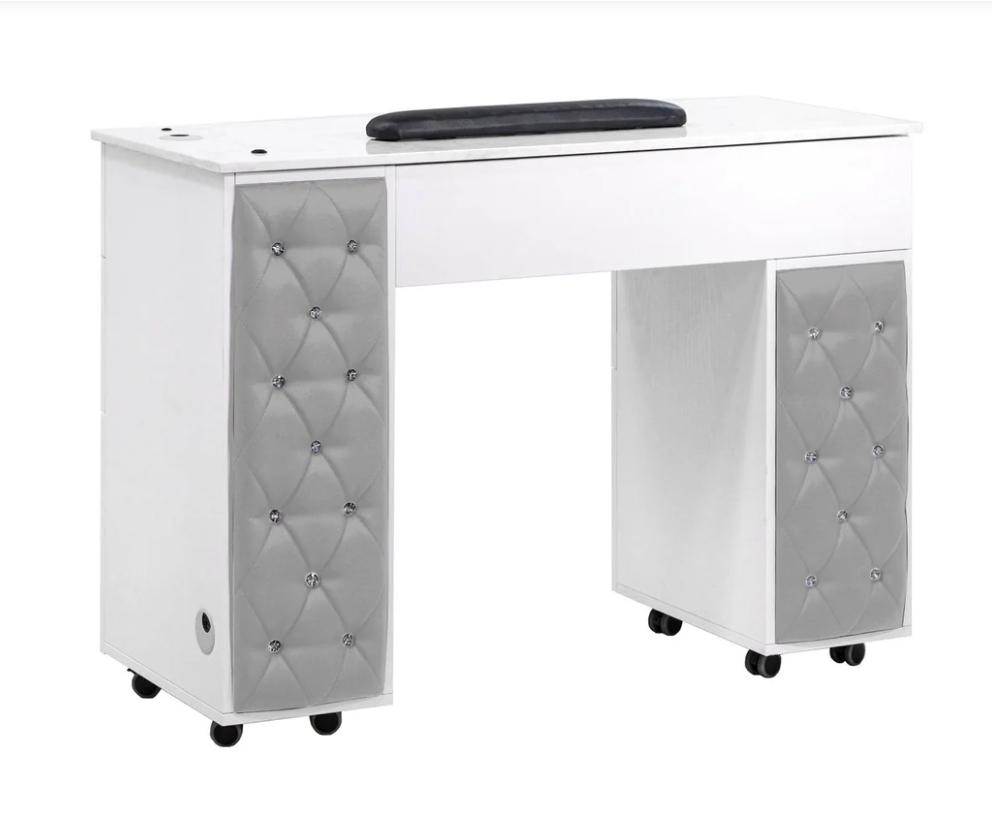 Manicure Nail Table Marble Countertop White and Grey