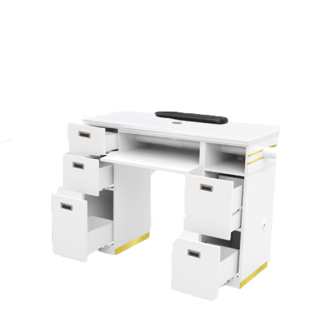 White and Gold Manicure Nail Table Marble Countertop