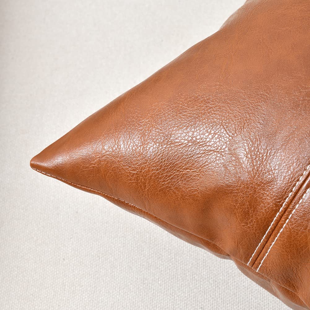 Faux Leather Decorative Throw Pillow Covers 12x20 Inch