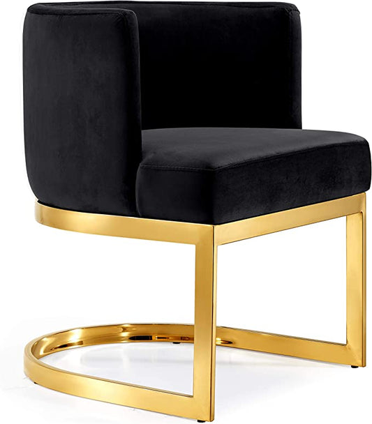 NTK Customer Chair Meridian BLACK with Polished Gold Metal Frame