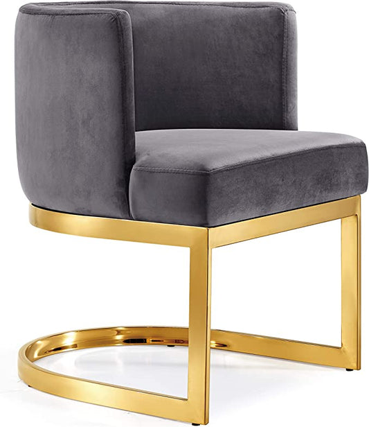 NTK Customer Chair Meridian GREY with Polished Gold Metal Frame