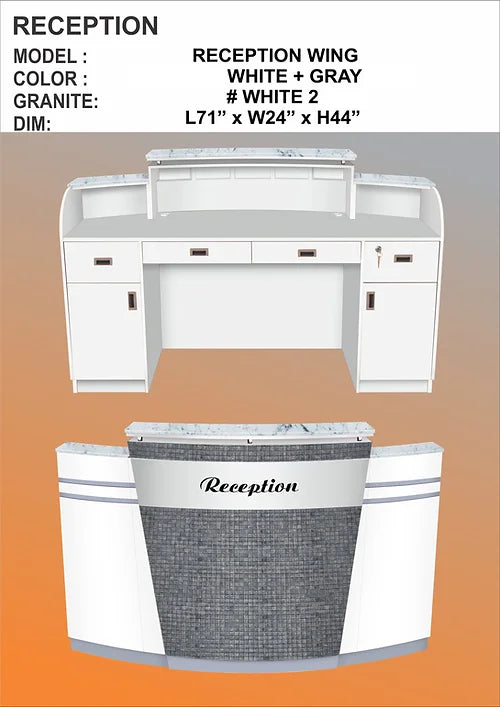 Nail Station Salon Reception Desk White and Grey CW_1